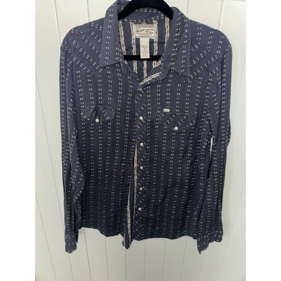 Stapleford Grand Western Men's Blue/Cream Collared Button Down - Size XL - Picture 1 of 4